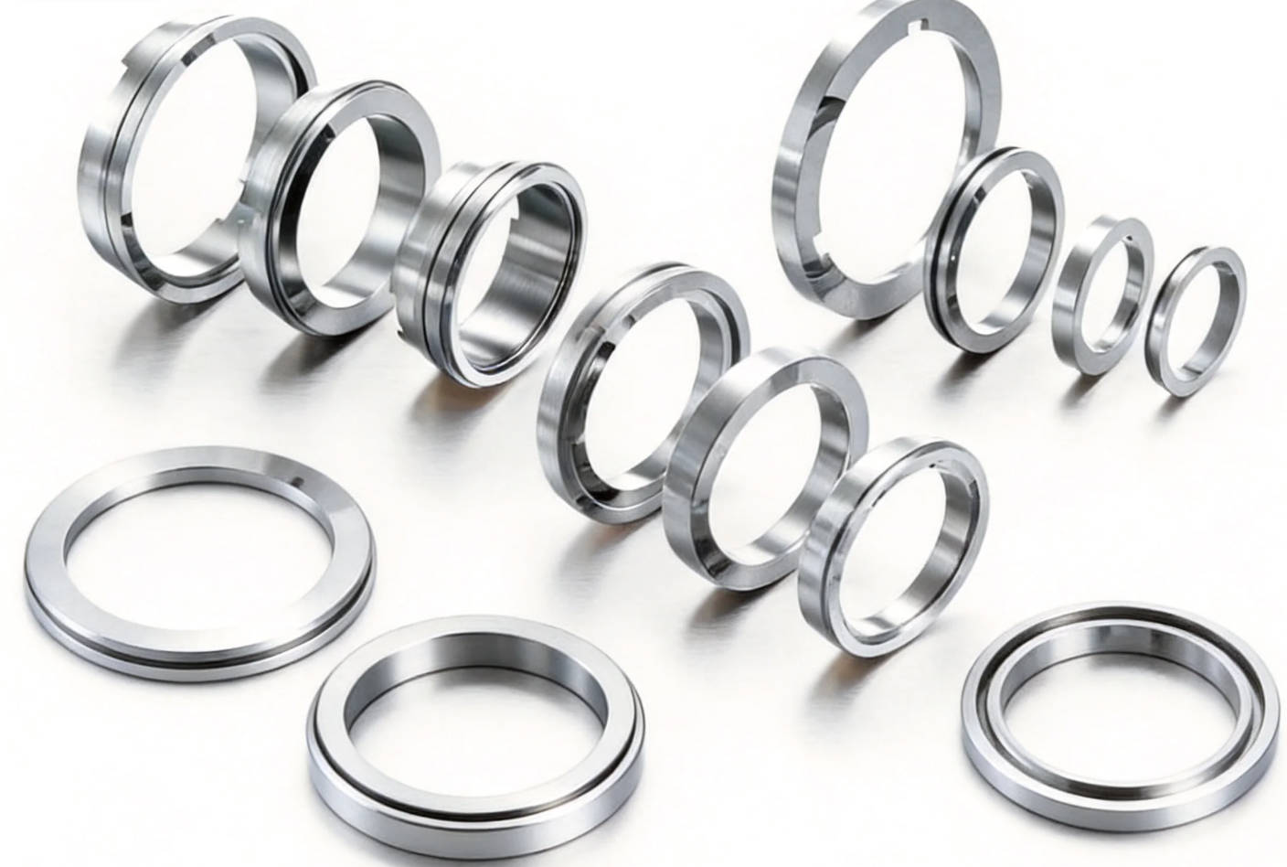Seal Rings & Seal Faces – assorted plain and stepped rings, some with drive notches