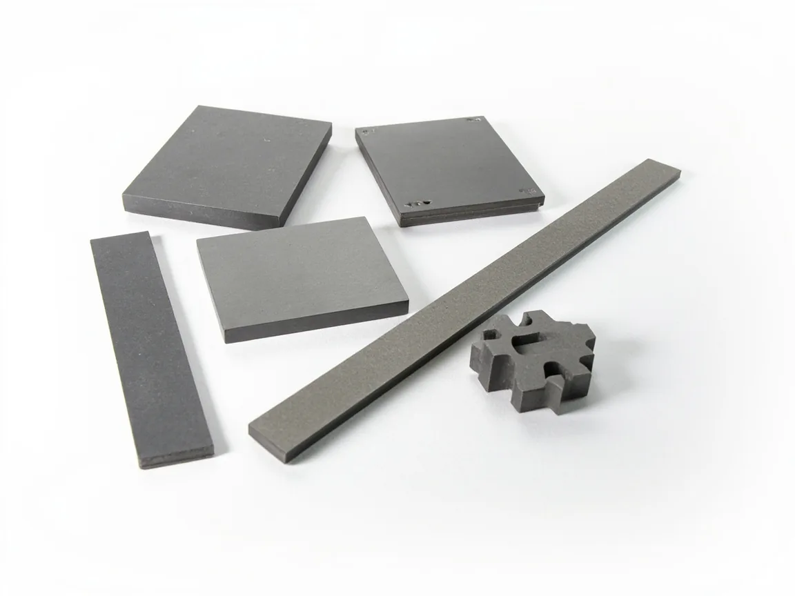 Plates, Strips & Preforms – flat plates, a long strip and a small pressed preform