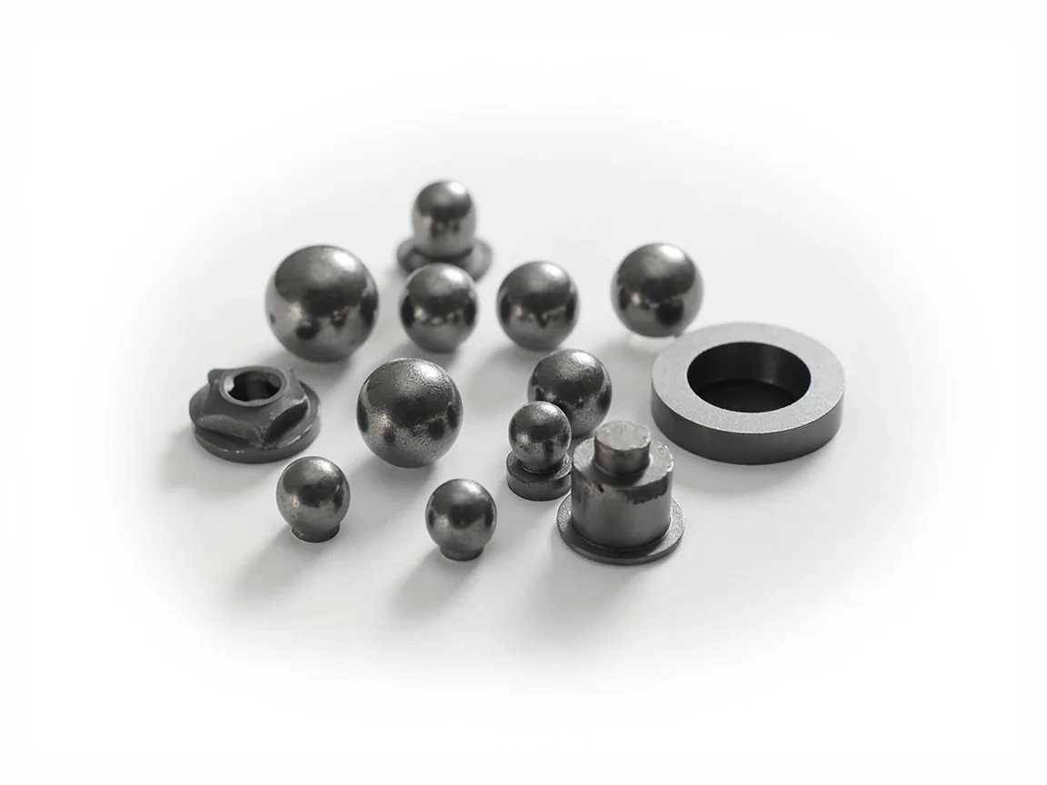 Valve Seats, Balls & Trim – carbide balls of several sizes with a ring-shaped seat