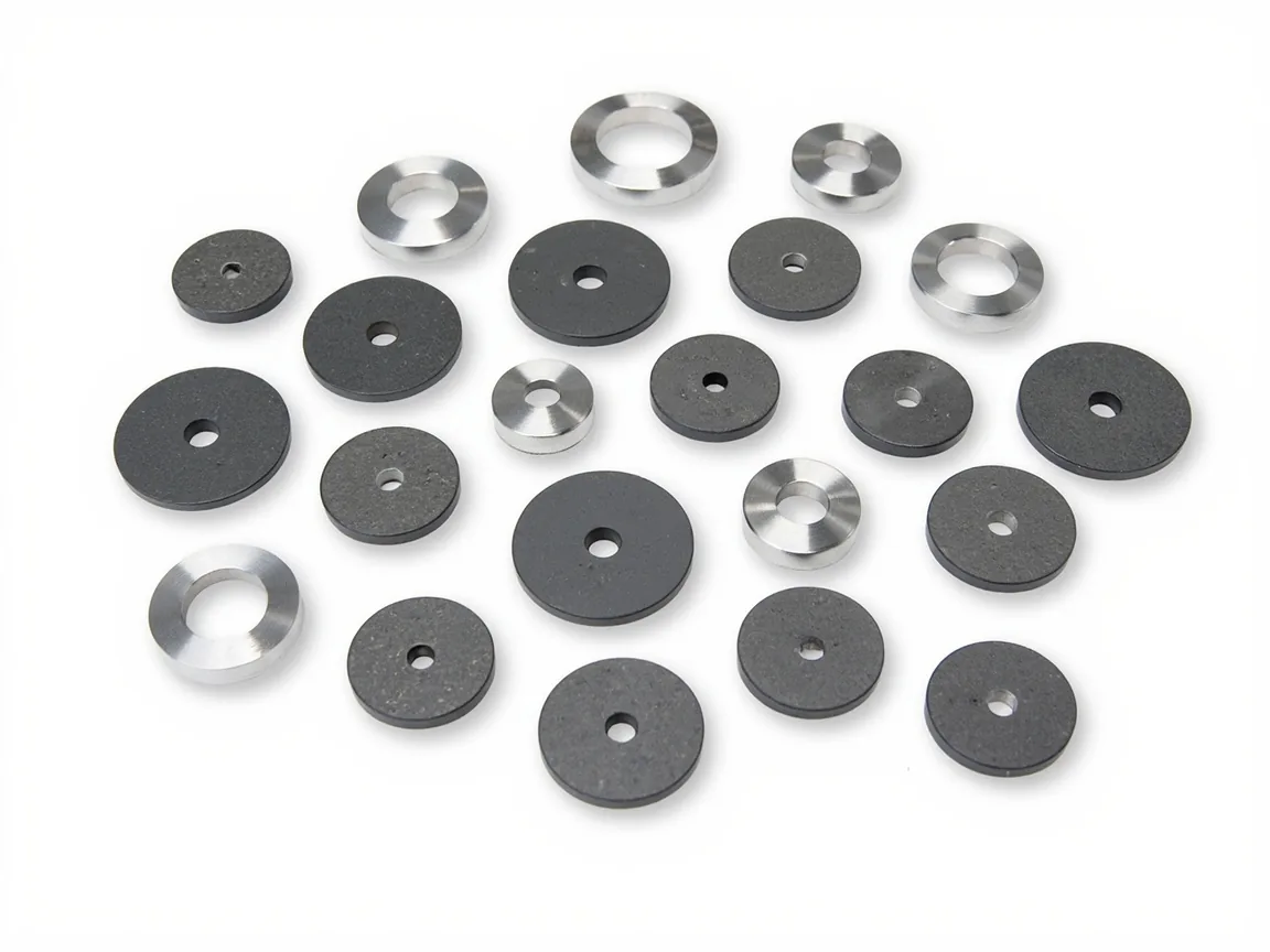 Wire Drawing Die Nibs – round discs with a small centre hole, some set in steel rings